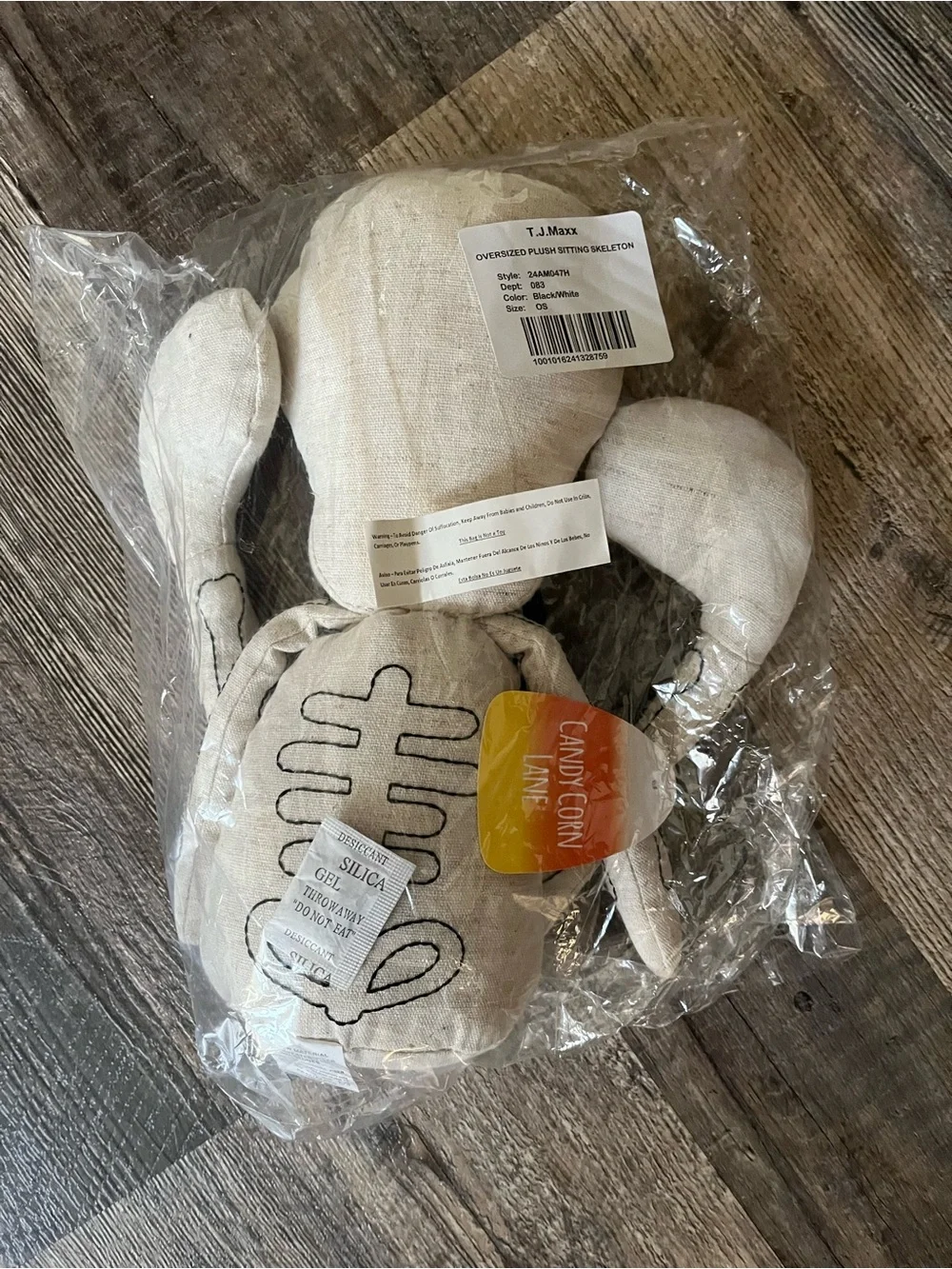 Candy Corn Lane! Oversized Plush Sitting Skelton! Hallloween decor!  Brand New!